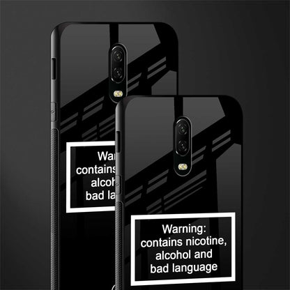 warning sign black edition glass case for oneplus 6t image-2