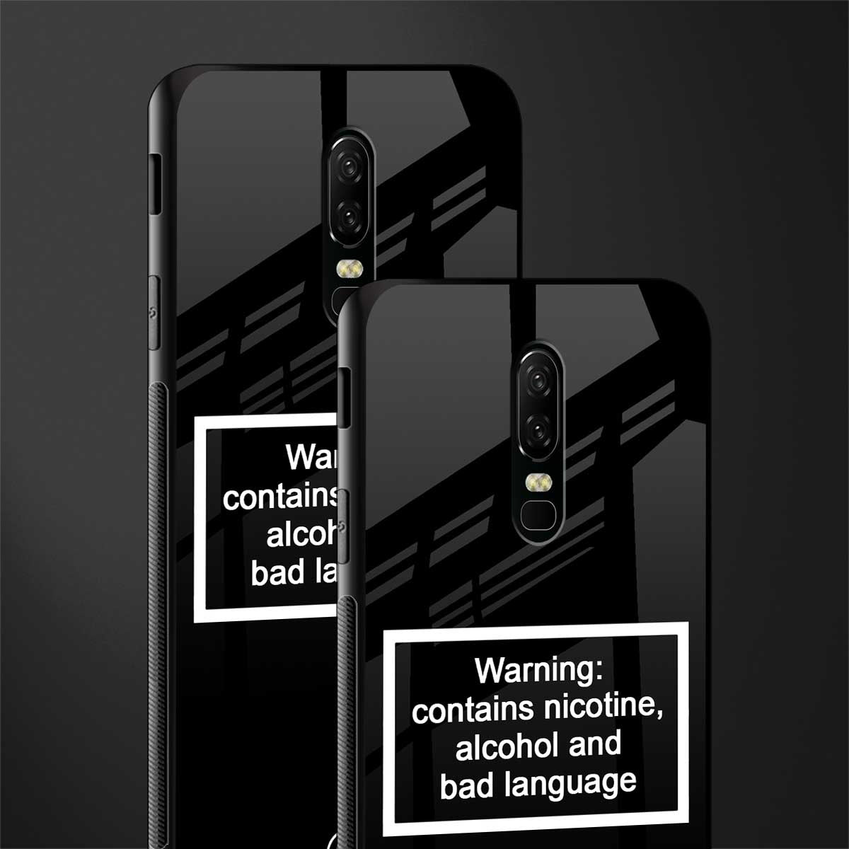 warning sign black edition glass case for oneplus 6 image-2