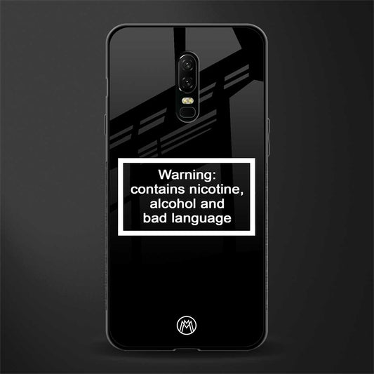warning sign black edition glass case for oneplus 6 image