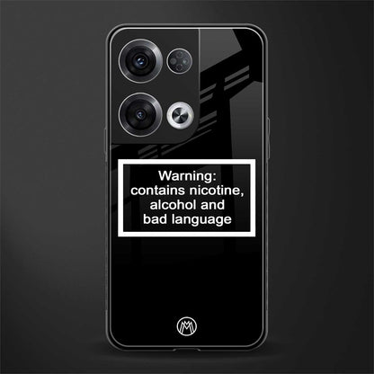 warning sign black edition back phone cover | glass case for oppo reno 8 pro