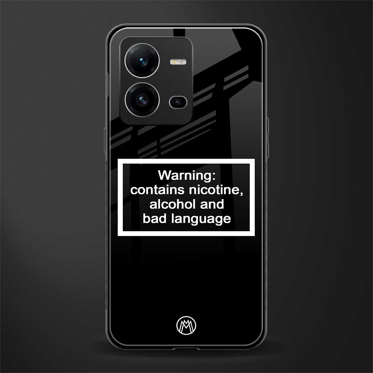 warning sign black edition back phone cover | glass case for vivo v25-5g