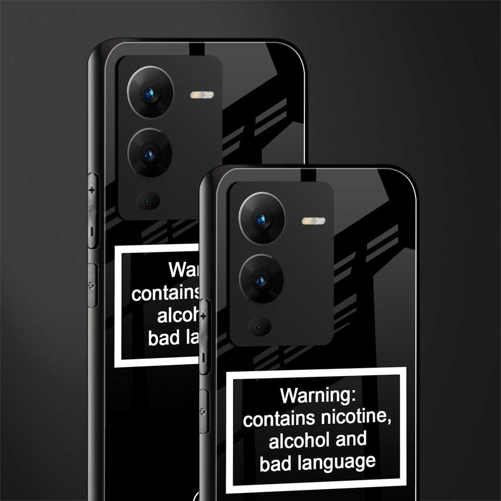 warning sign black edition back phone cover | glass case for vivo v25 pro 5g