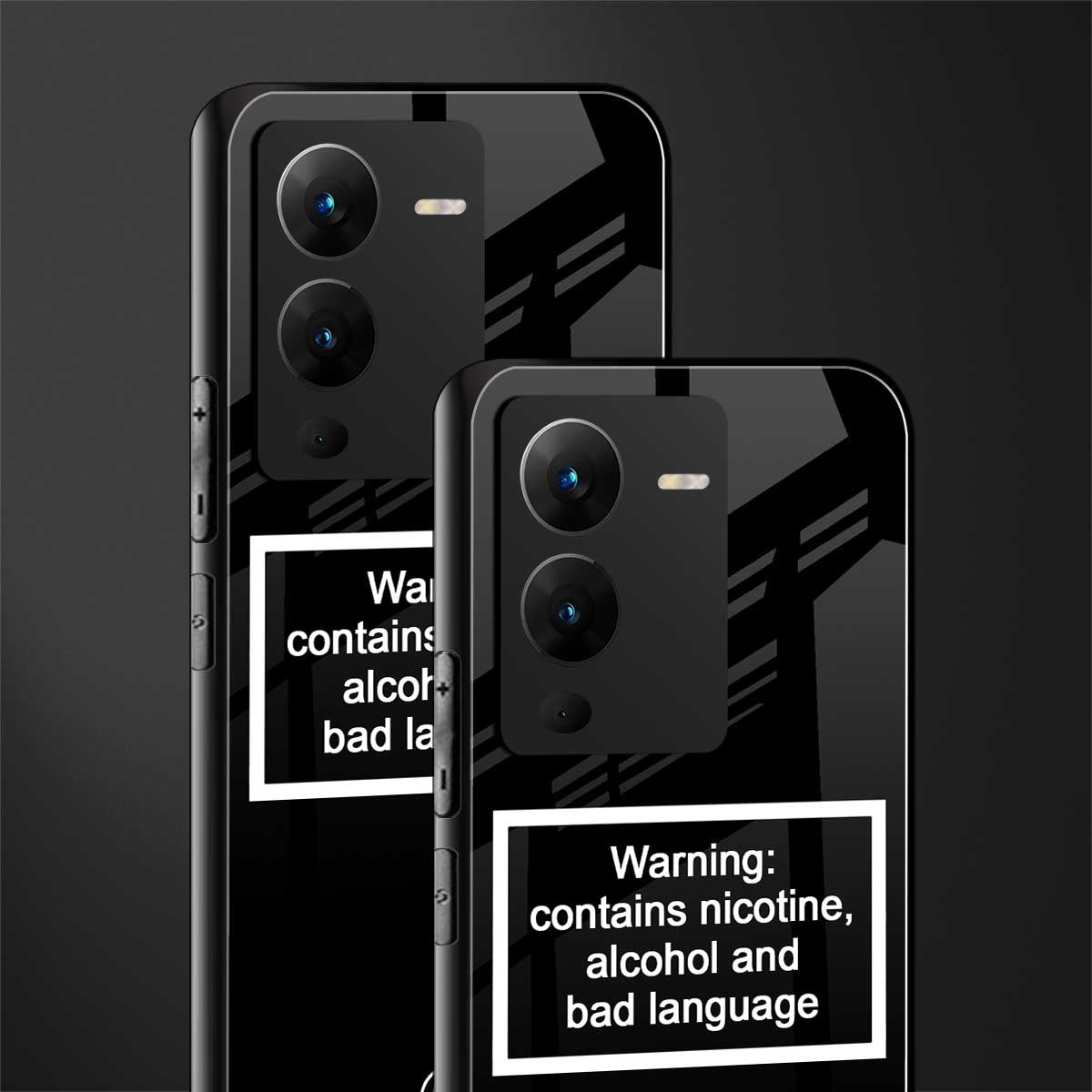 warning sign black edition back phone cover | glass case for vivo v25 pro 5g
