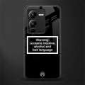 warning sign black edition back phone cover | glass case for vivo v25 pro 5g