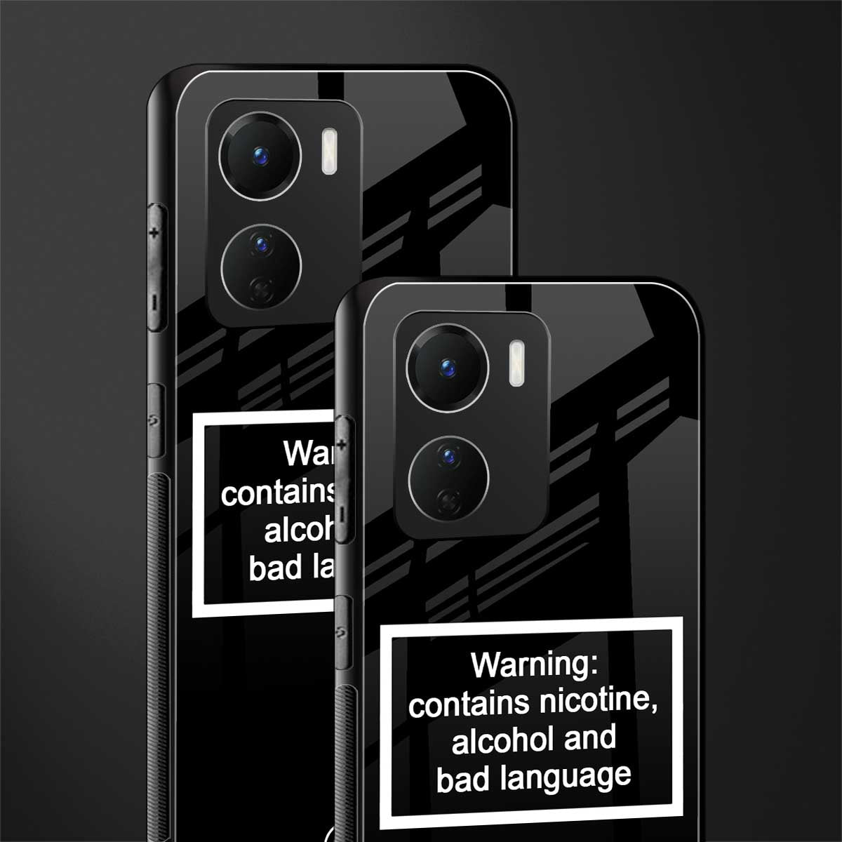 warning sign black edition back phone cover | glass case for vivo y16