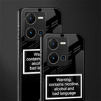 warning sign black edition back phone cover | glass case for vivo y35 4g