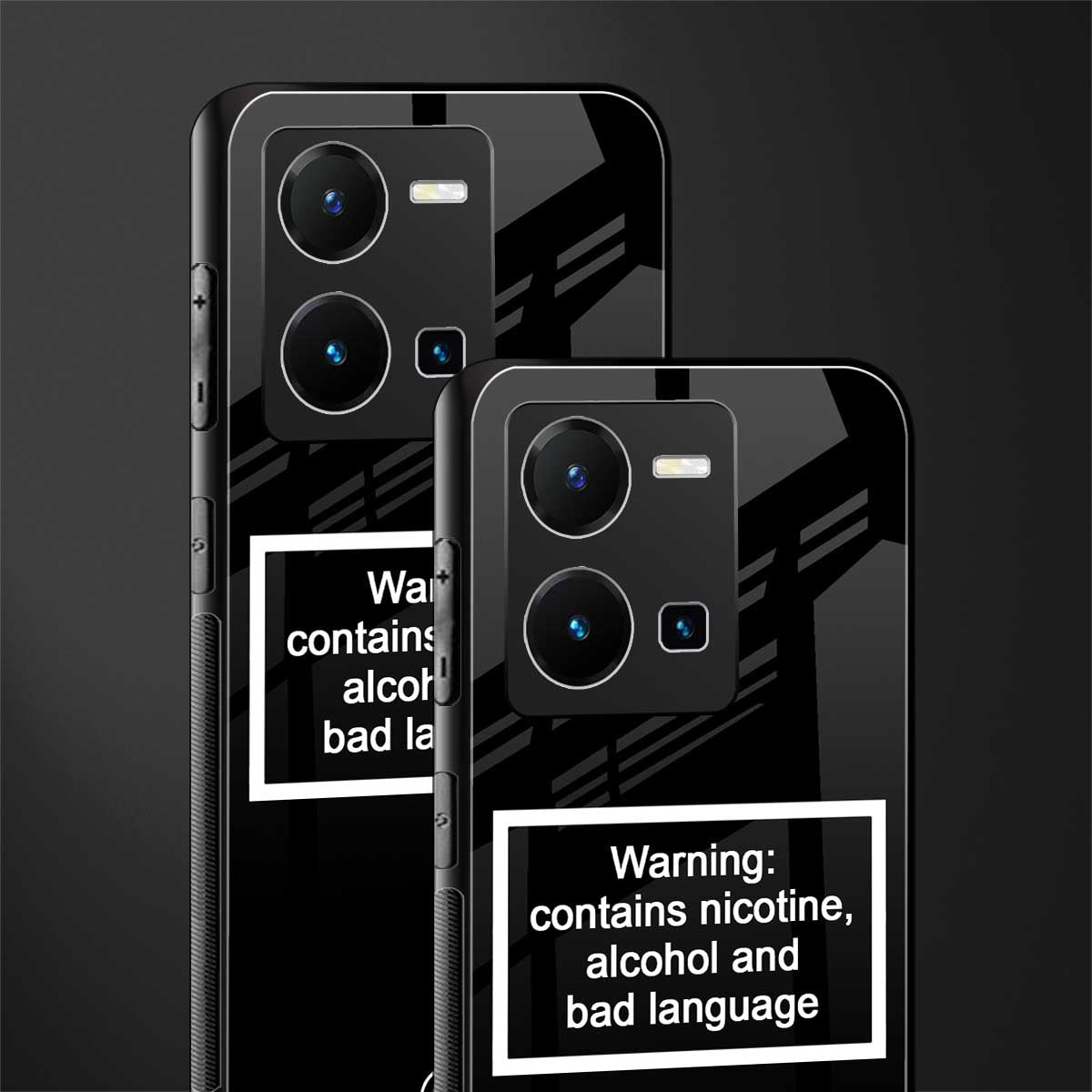 warning sign black edition back phone cover | glass case for vivo y35 4g