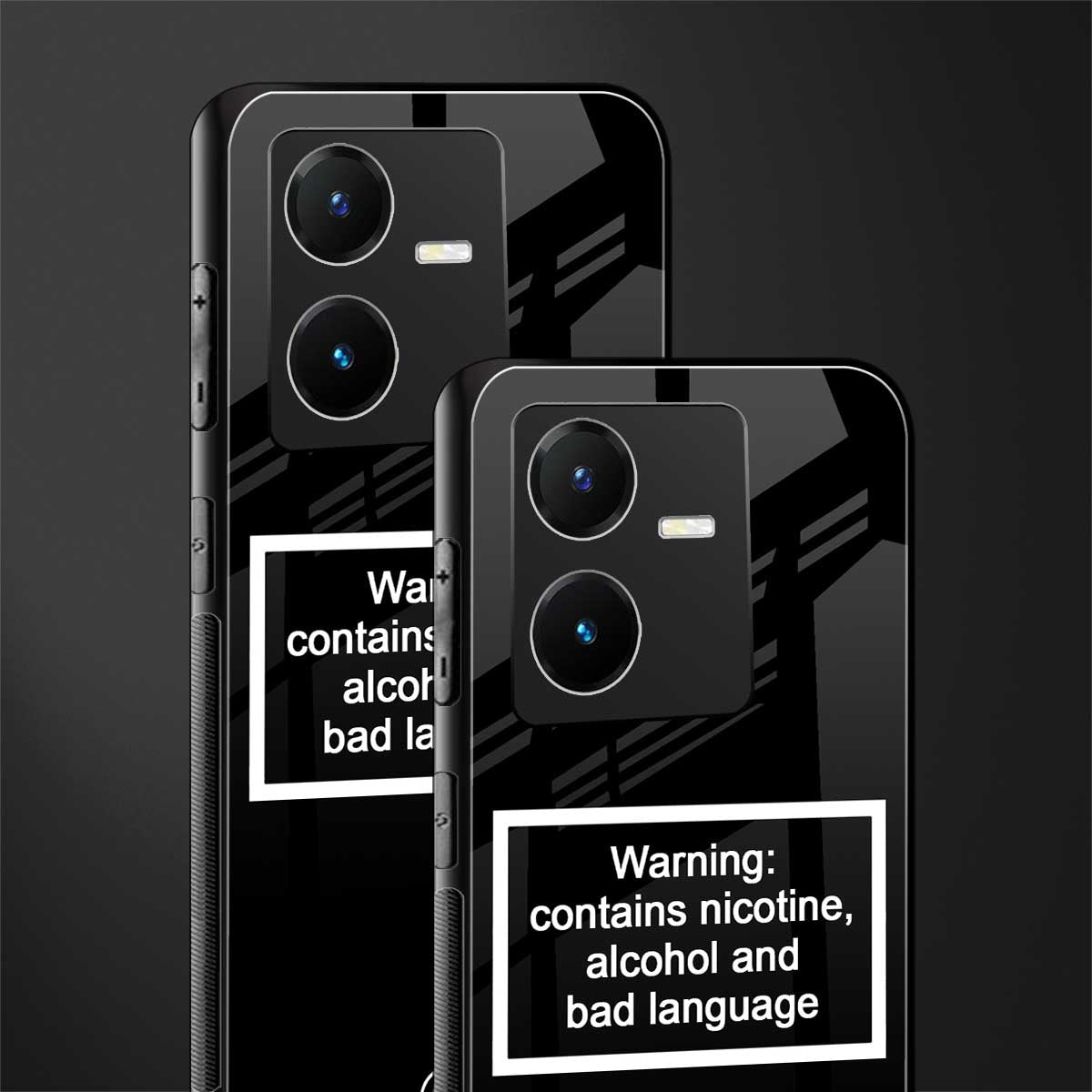 warning sign black edition back phone cover | glass case for vivo y22