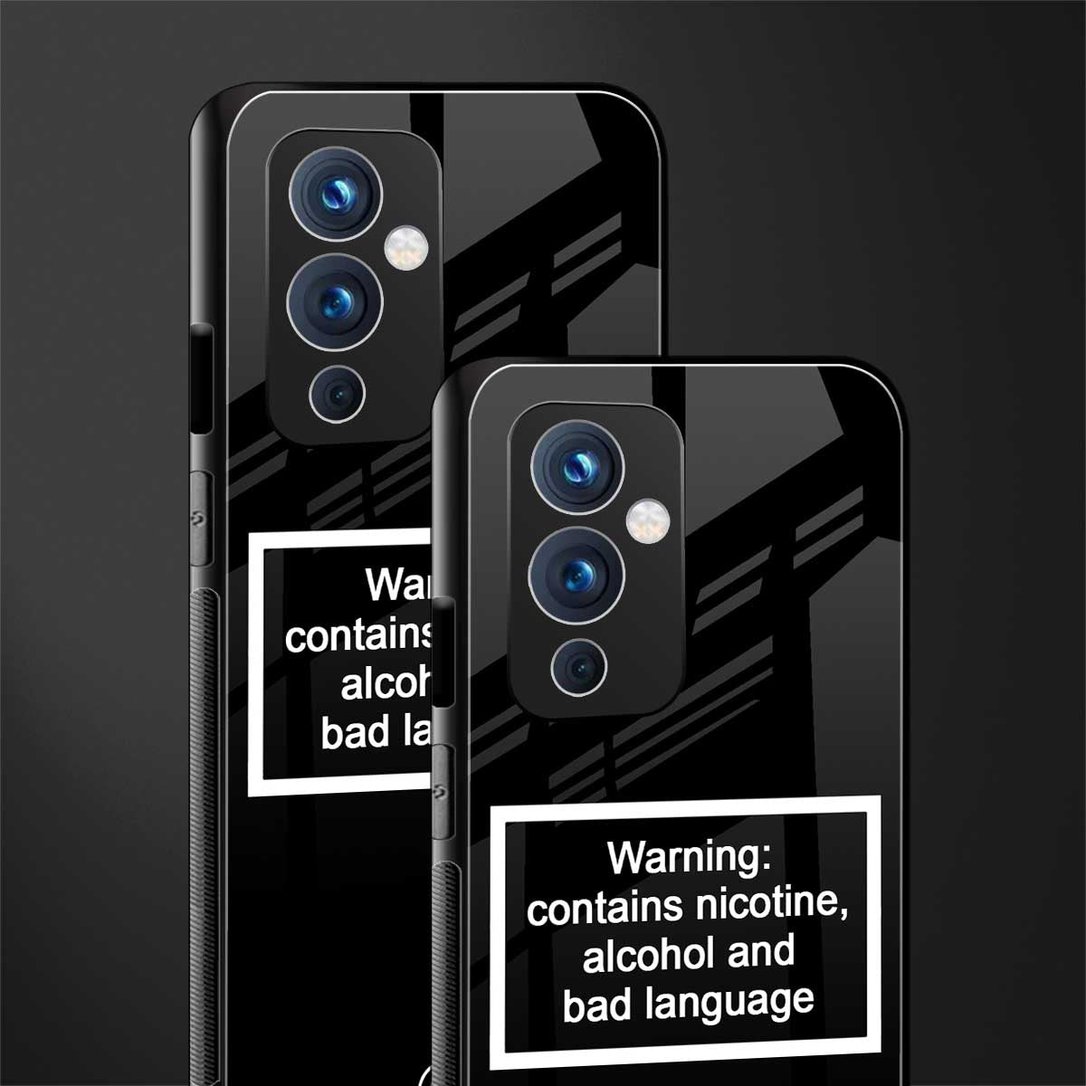 warning sign black edition back phone cover | glass case for oneplus 9