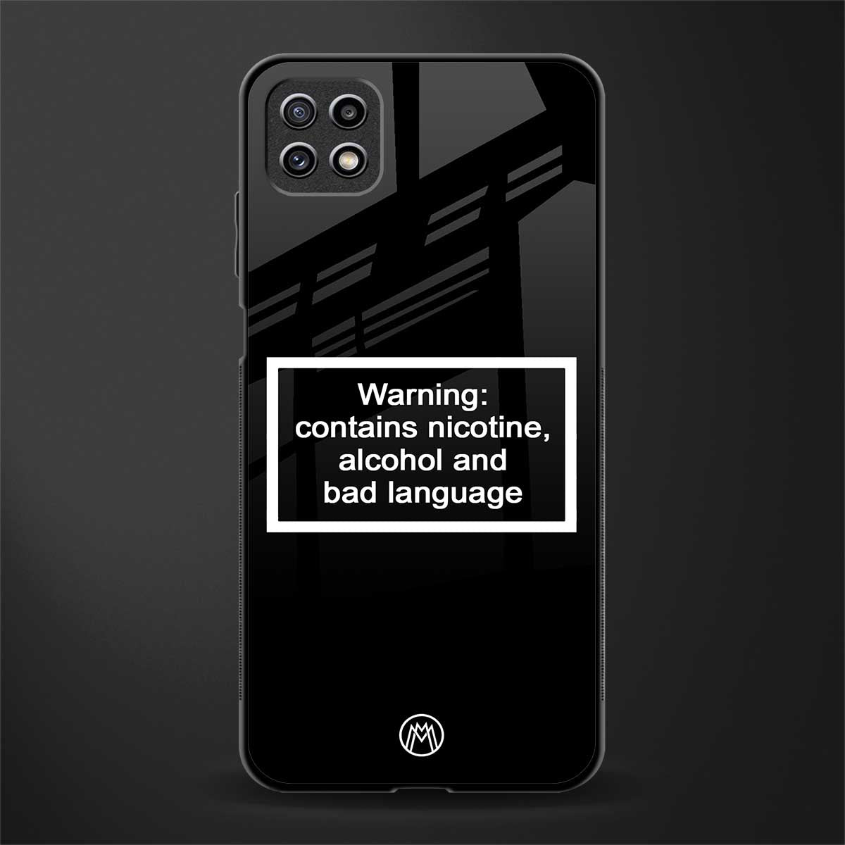 warning sign black edition back phone cover | glass case for samsung galaxy f42
