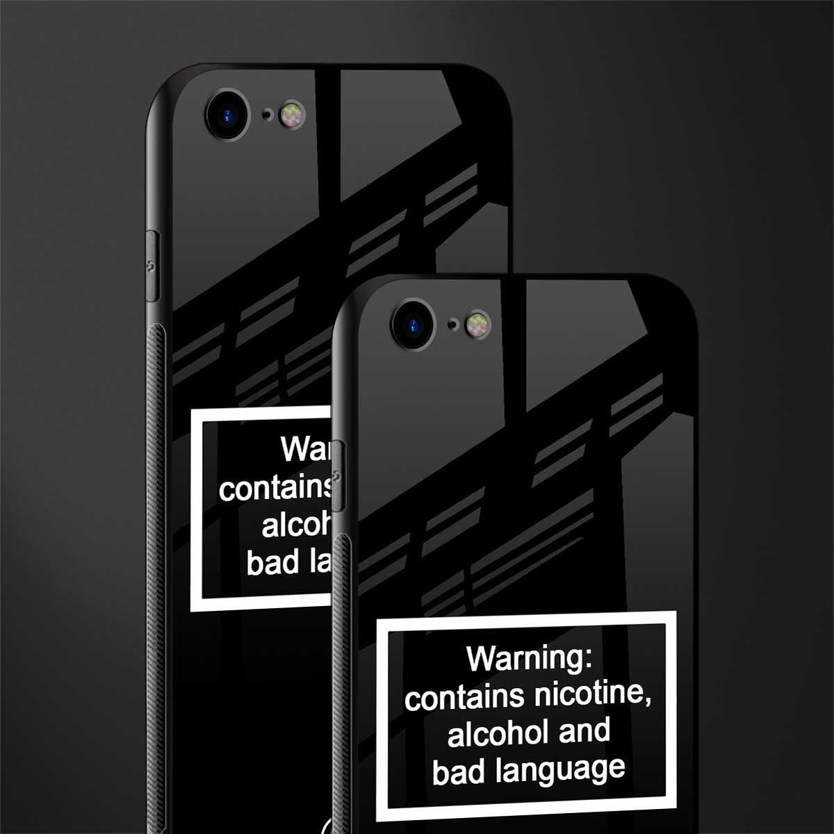 warning sign black edition glass case for iphone se 2020 image-2