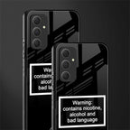warning sign black edition back phone cover | glass case for samsung galaxy a54 5g