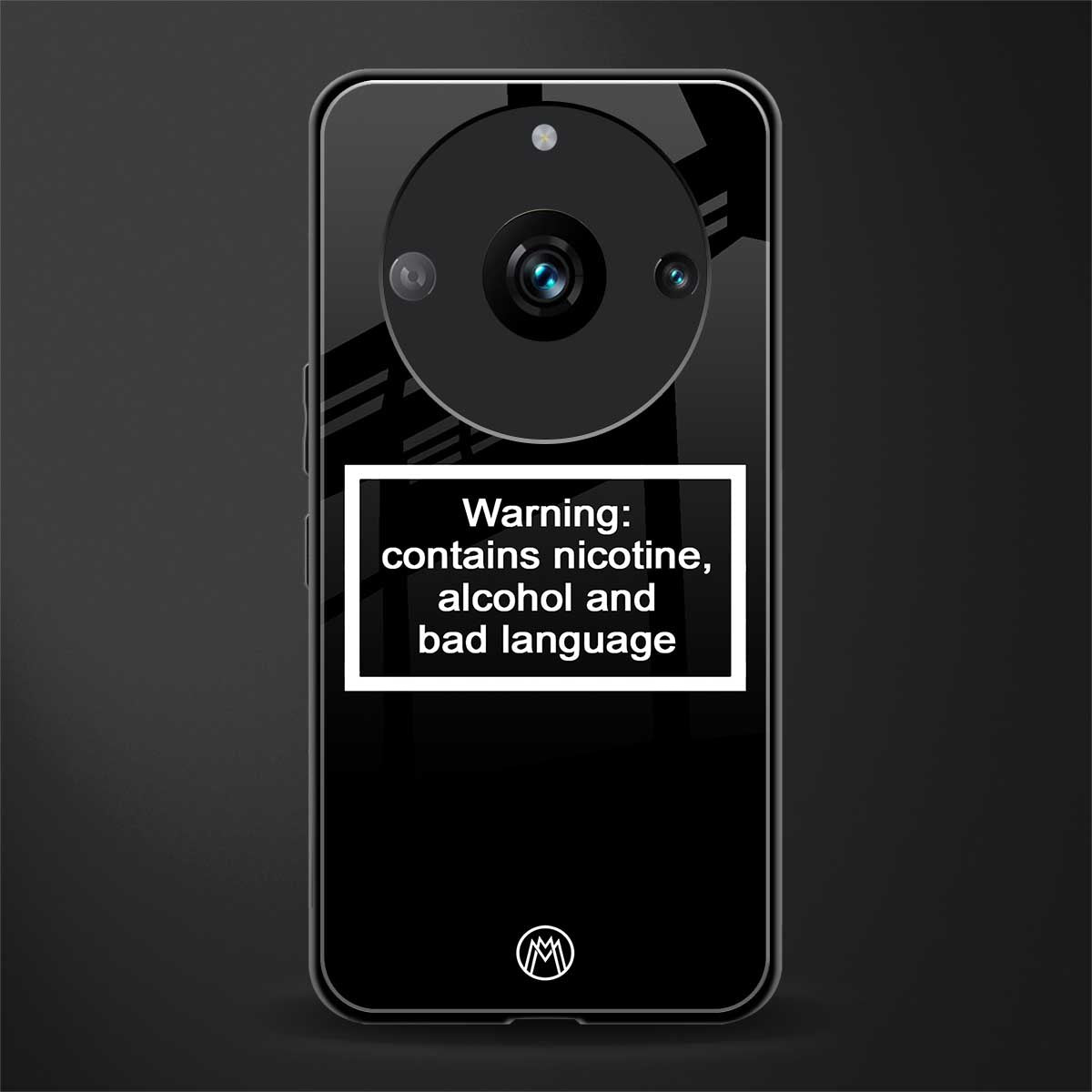 warning sign black edition back phone cover | glass case for realme 11 pro 5g