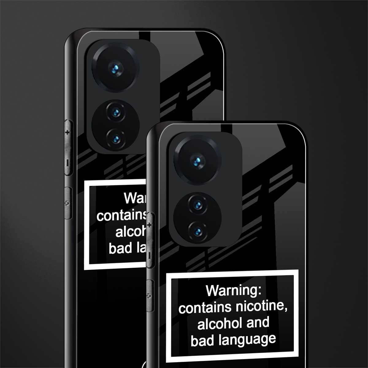 warning sign black edition back phone cover | glass case for vivo t1 44w 4g