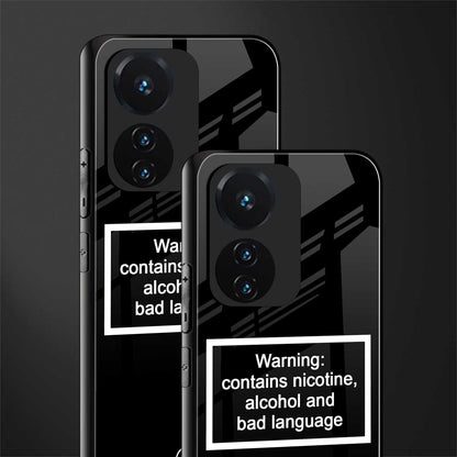 warning sign black edition back phone cover | glass case for vivo t1 44w 4g