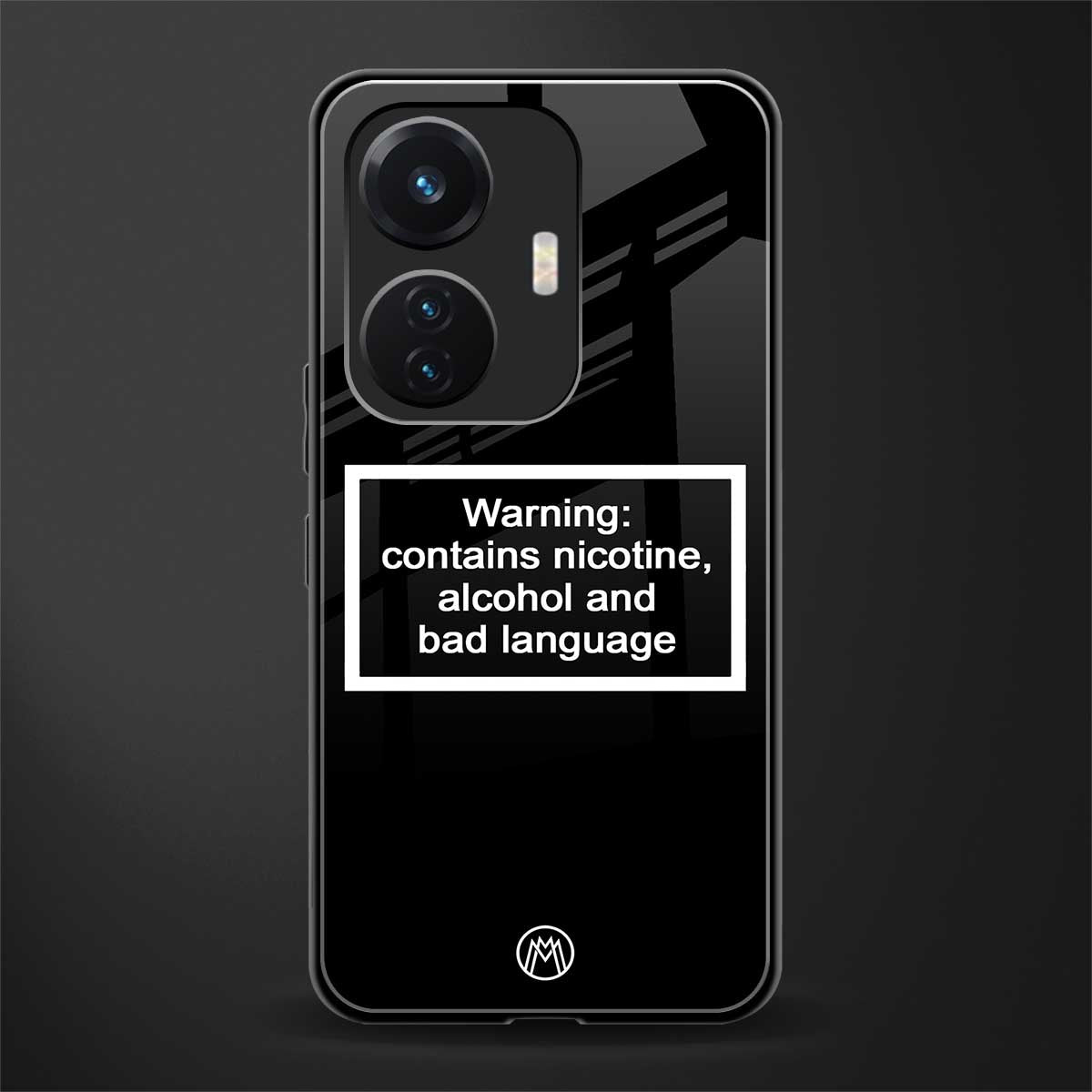 warning sign black edition back phone cover | glass case for vivo t1 44w 4g
