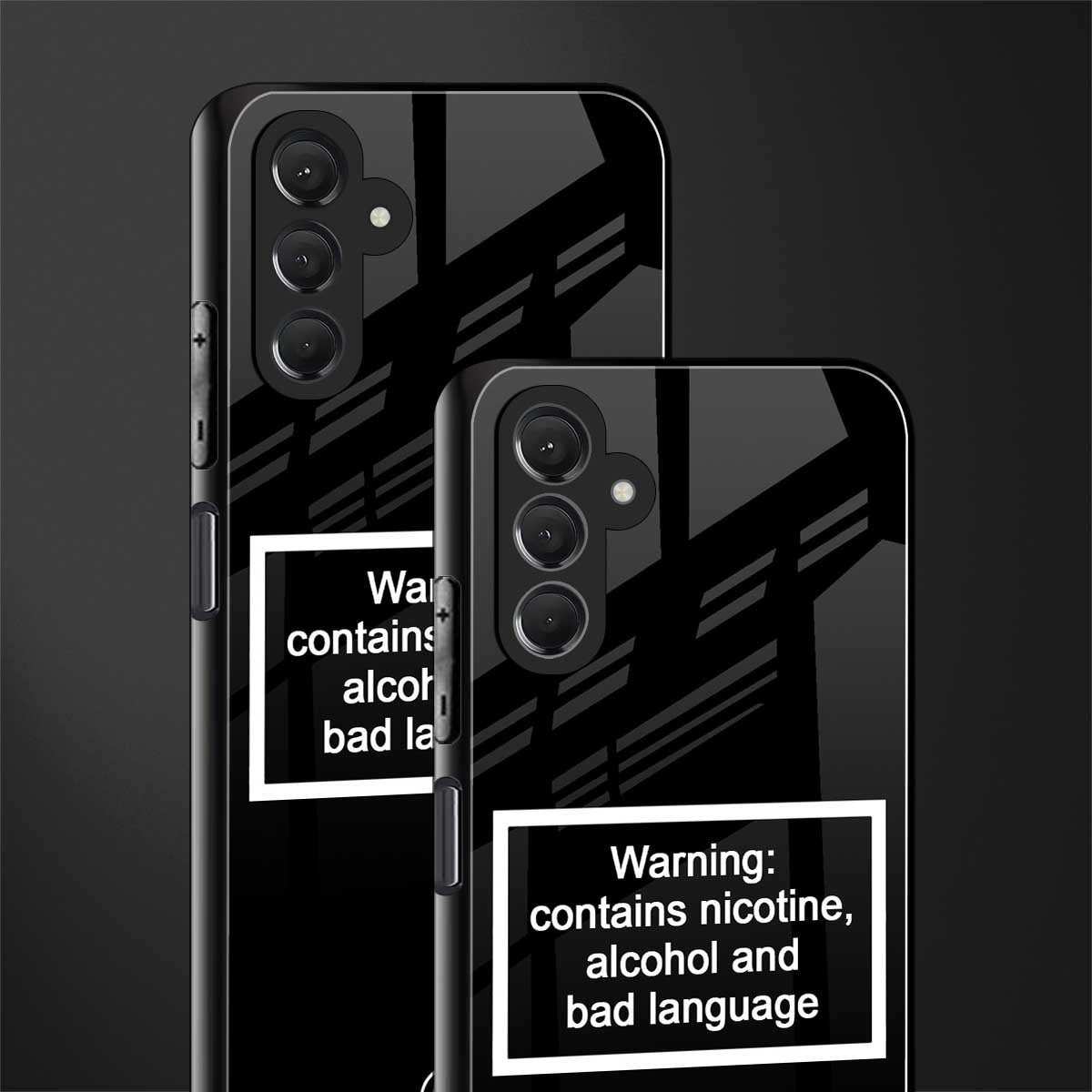 warning sign black edition back phone cover | glass case for samsun galaxy a24 4g