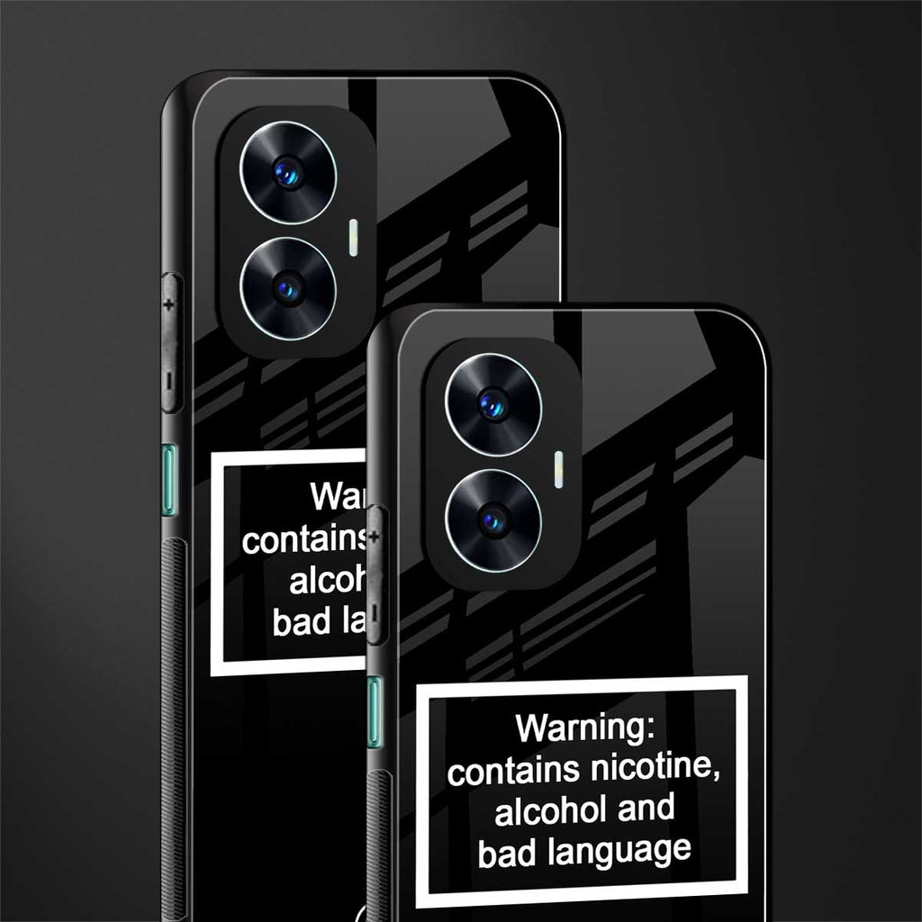 warning sign black edition back phone cover | glass case for realme c55