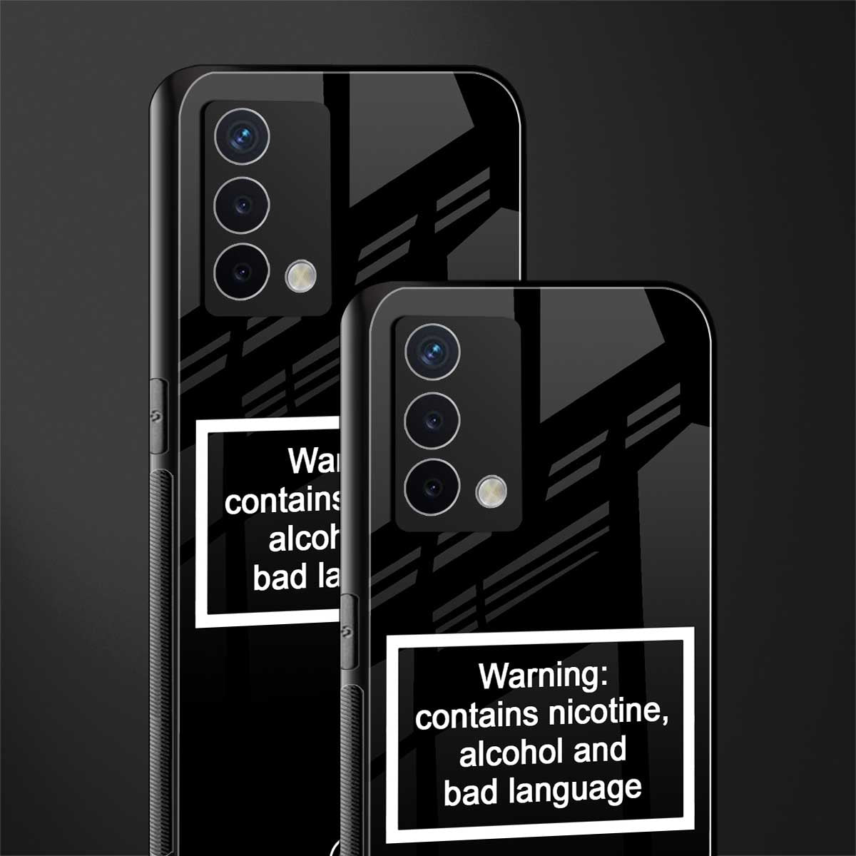 warning sign black edition back phone cover | glass case for oppo a74 4g