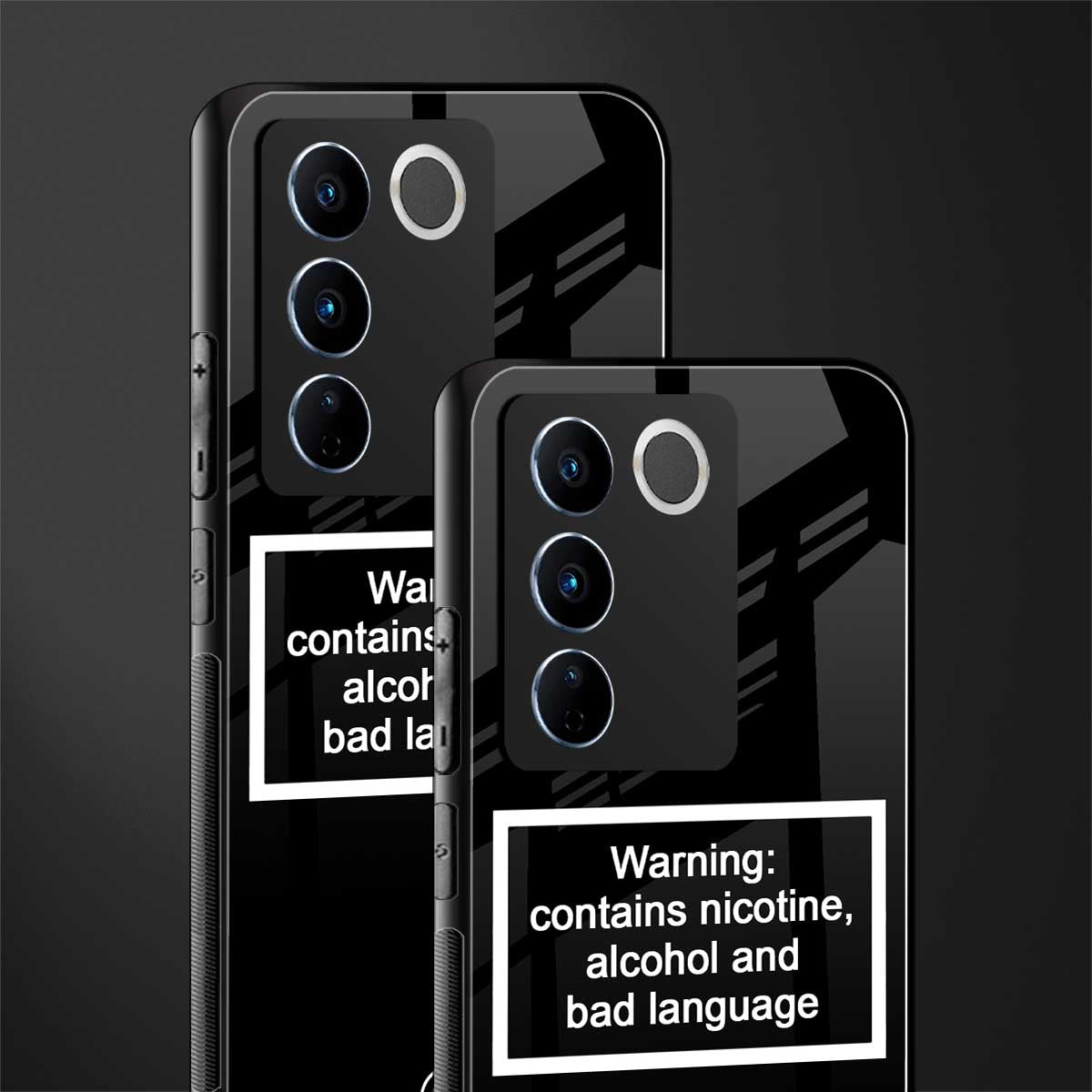 warning sign black edition back phone cover | glass case for vivo v27 pro 5g