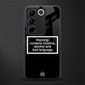 warning sign black edition back phone cover | glass case for vivo v27 pro 5g