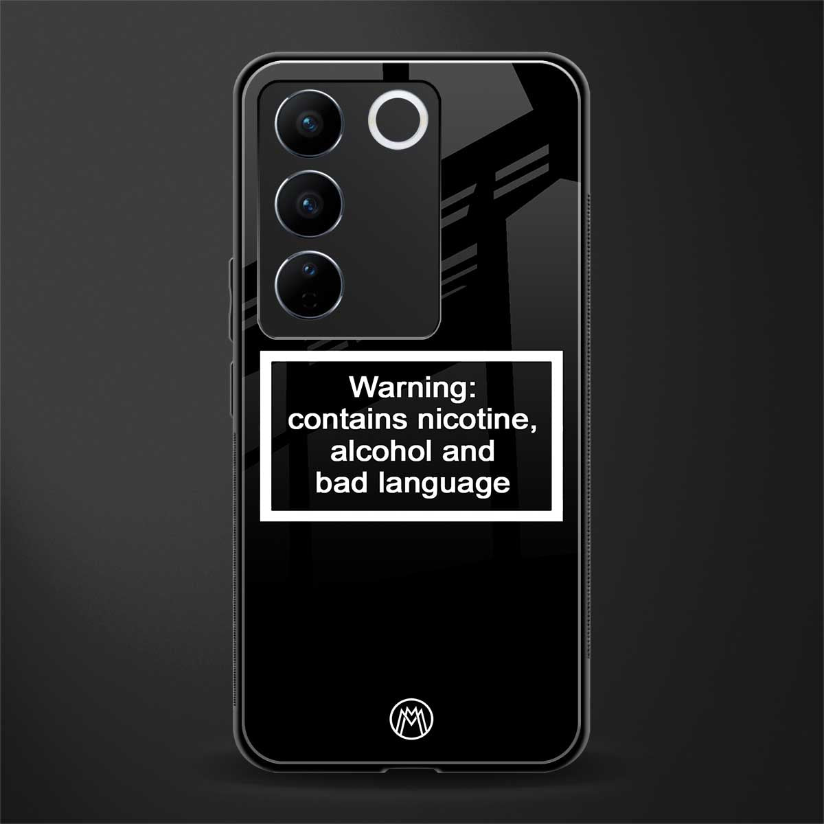 warning sign black edition back phone cover | glass case for vivo v27 pro 5g