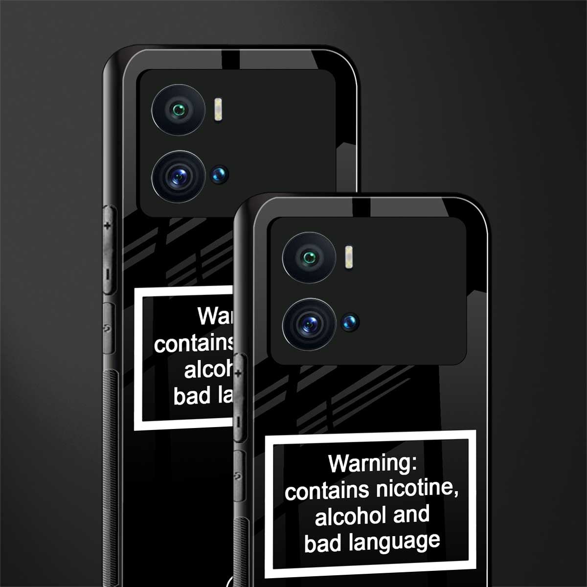 warning sign black edition back phone cover | glass case for iQOO 9 Pro