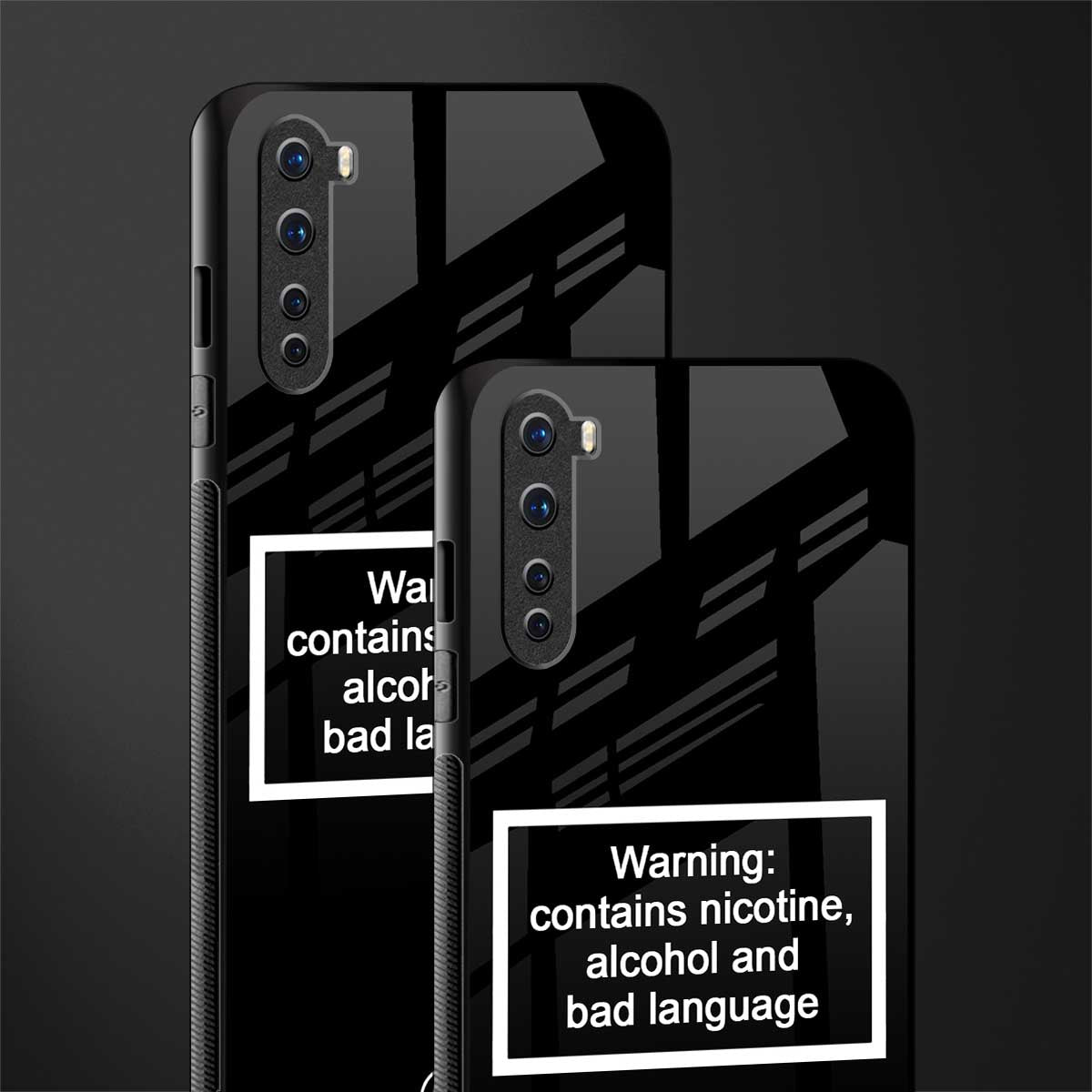 warning sign black edition glass case for oneplus nord ac2001 image-2