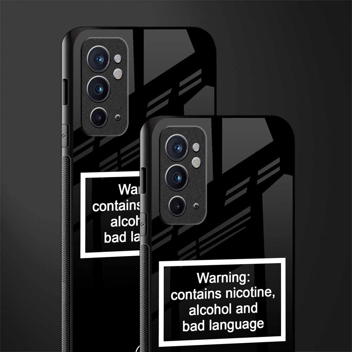 warning sign black edition glass case for oneplus 9rt image-2
