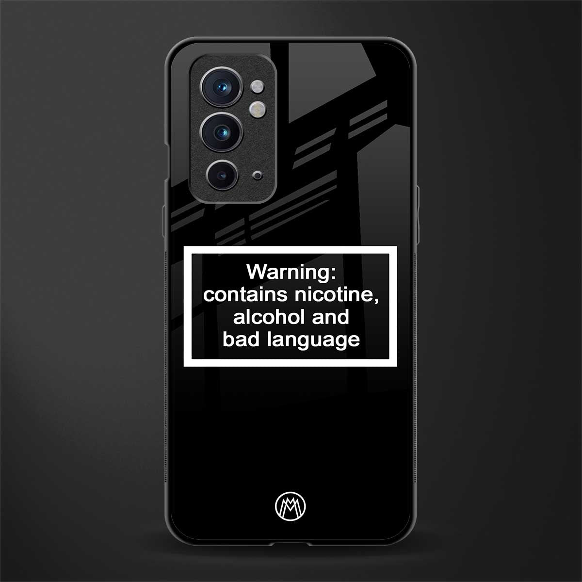 warning sign black edition glass case for oneplus 9rt image