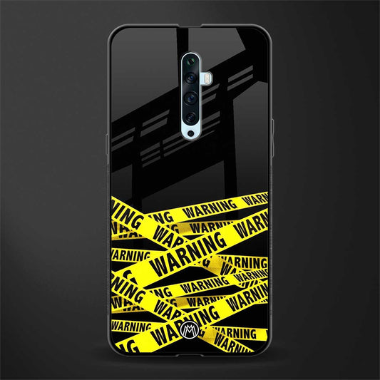 warning tape glass case for oppo reno 2f image