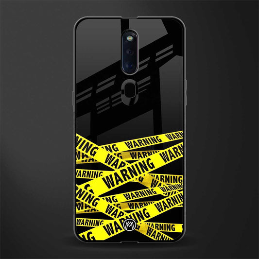 warning tape glass case for oppo f11 pro image