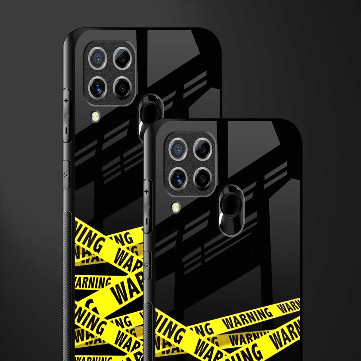 warning tape glass case for realme c15 image-2