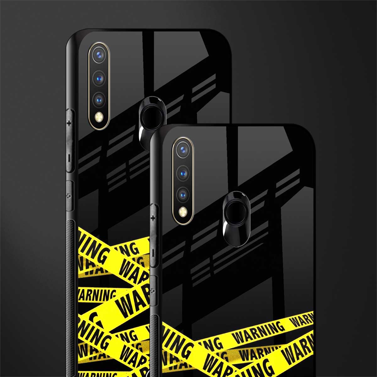 warning tape glass case for vivo y19 image-2