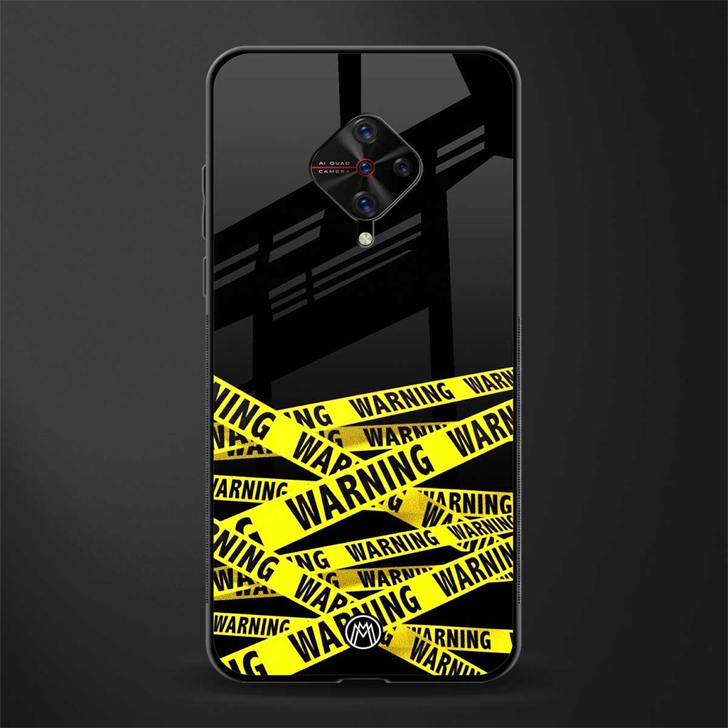 warning tape glass case for vivo s1 pro image