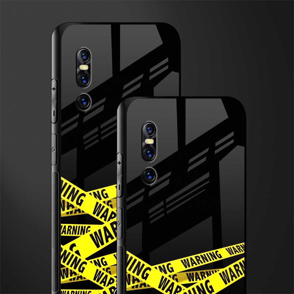 warning tape glass case for vivo v15 pro image-2
