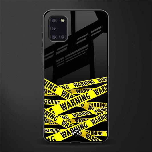 warning tape glass case for samsung galaxy a31 image