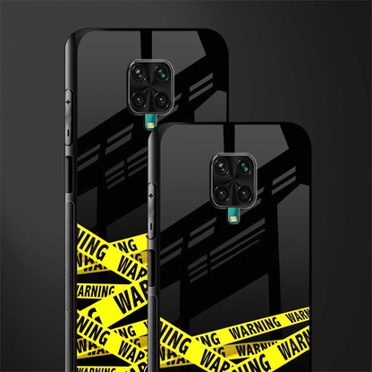 warning tape glass case for poco m2 pro image-2