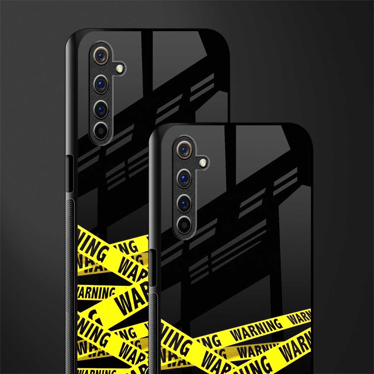 warning tape glass case for realme 6i image-2