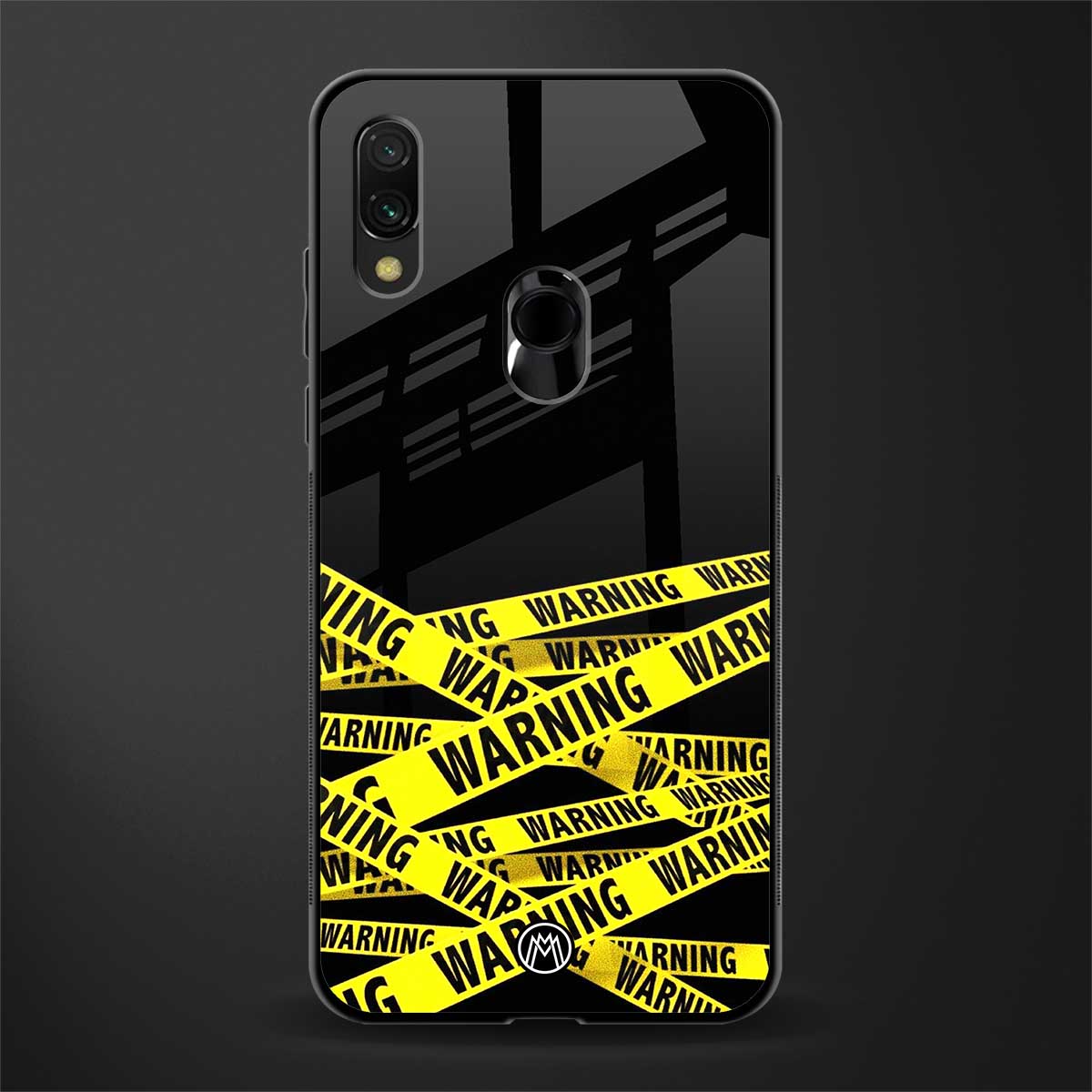 warning tape glass case for redmi y3 image