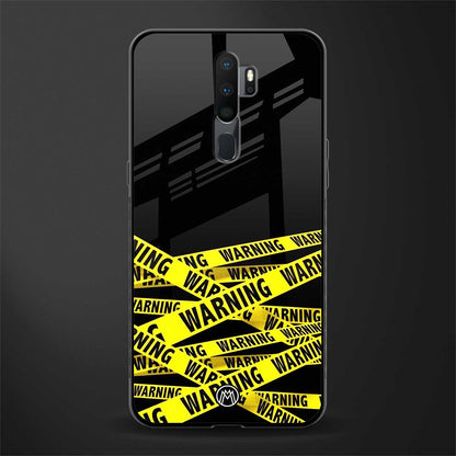 warning tape glass case for oppo a9 2020 image