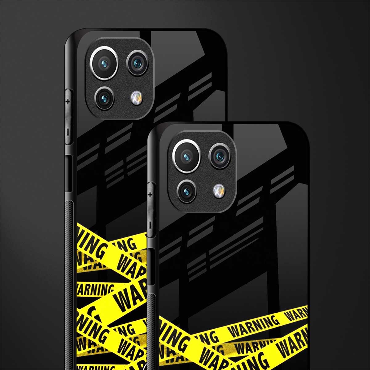 warning tape glass case for mi 11 lite image-2