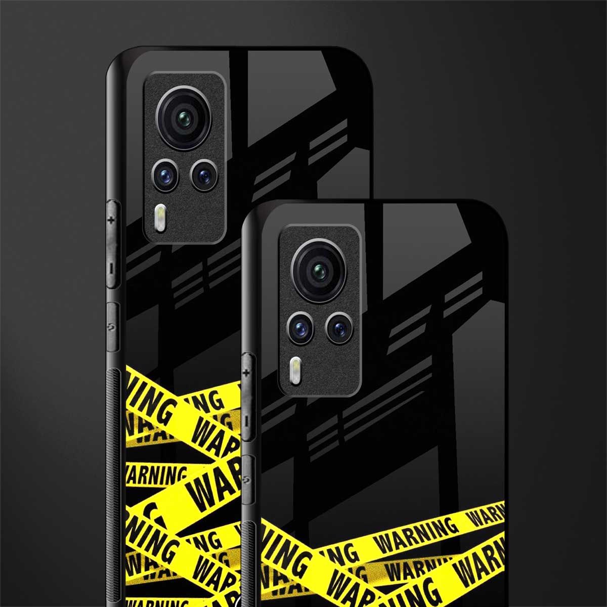 warning tape glass case for vivo x60 pro image-2