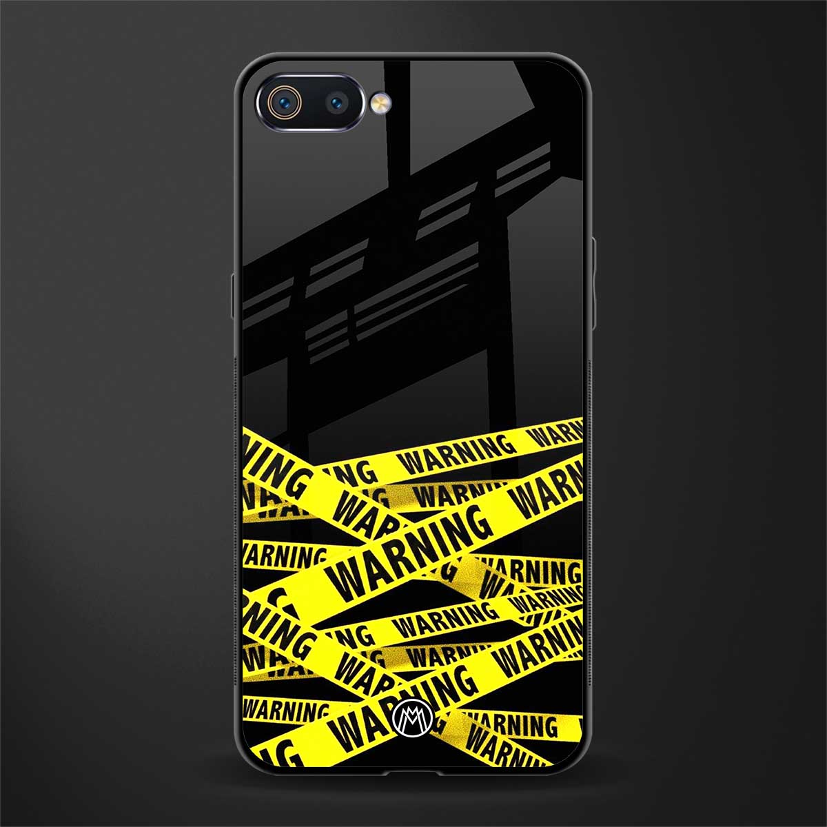 warning tape glass case for realme c2 image