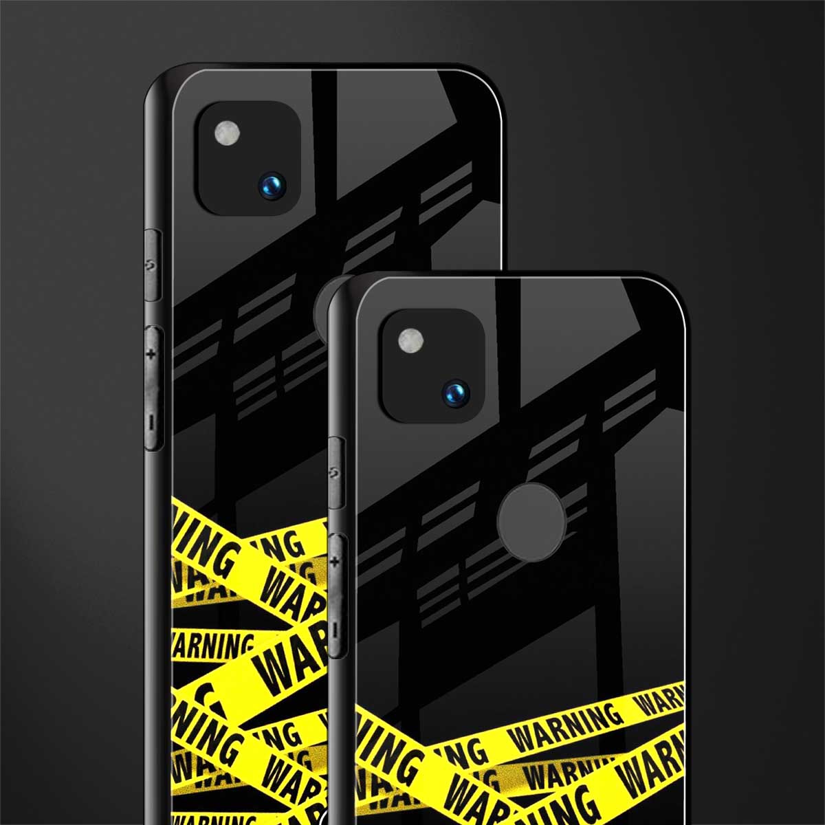 warning tape back phone cover | glass case for google pixel 4a 4g