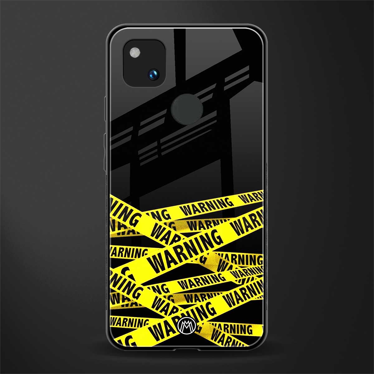 warning tape back phone cover | glass case for google pixel 4a 4g