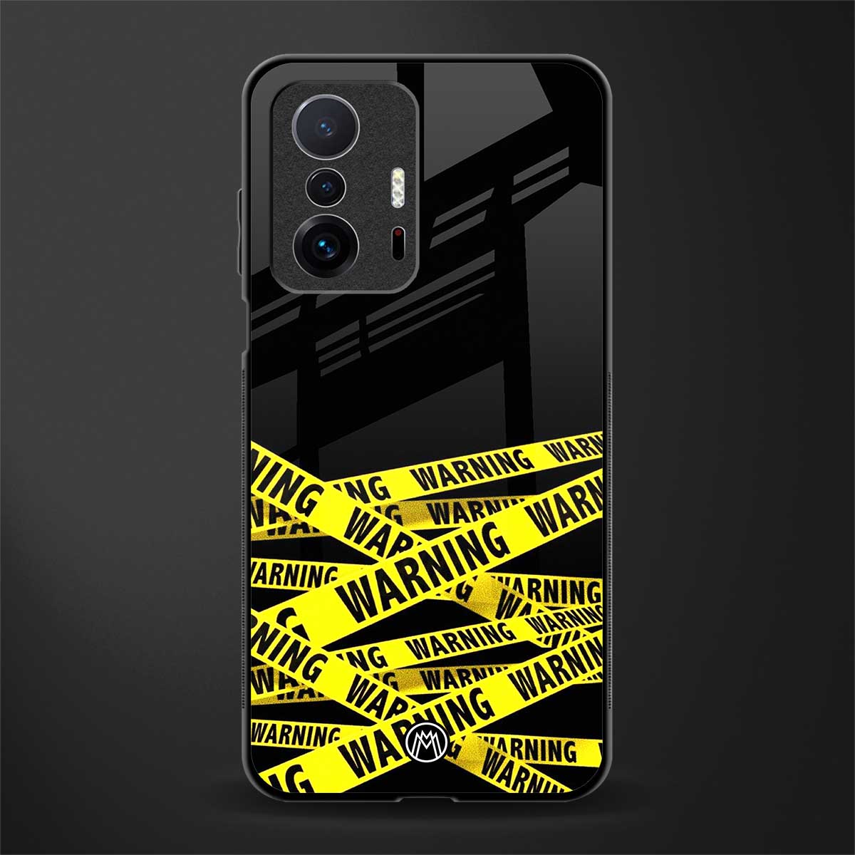 warning tape glass case for mi 11t pro 5g image