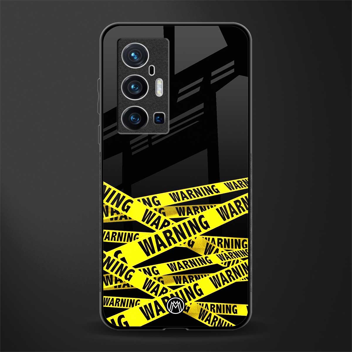 warning tape glass case for vivo x70 pro plus image
