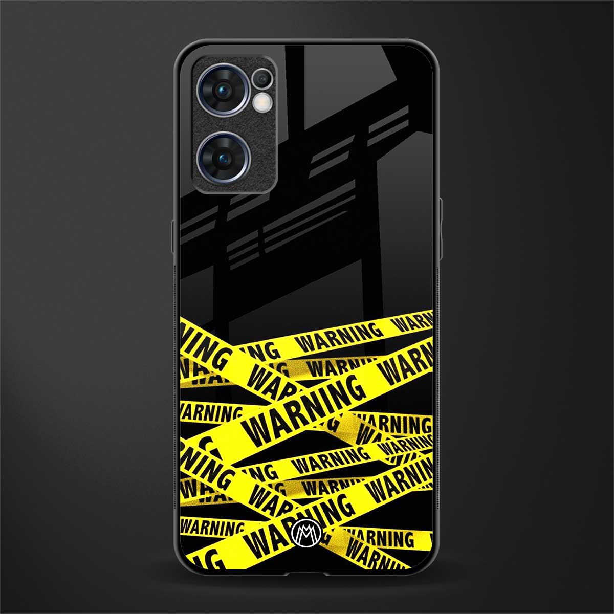 warning tape glass case for oppo reno7 5g image