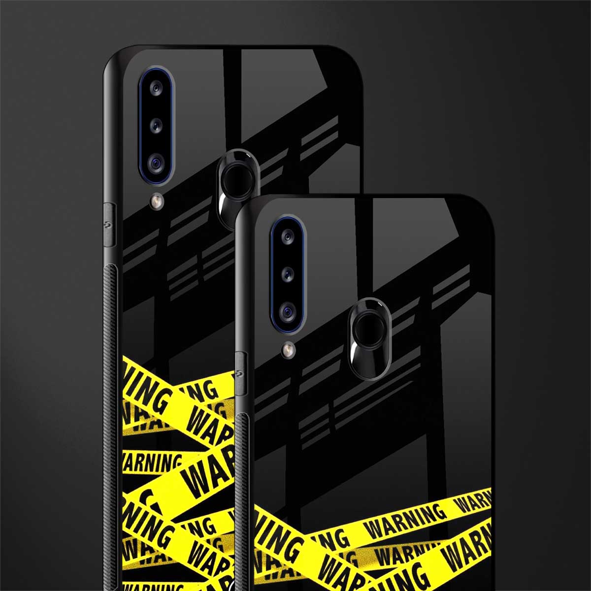 warning tape glass case for samsung galaxy a20s image-2